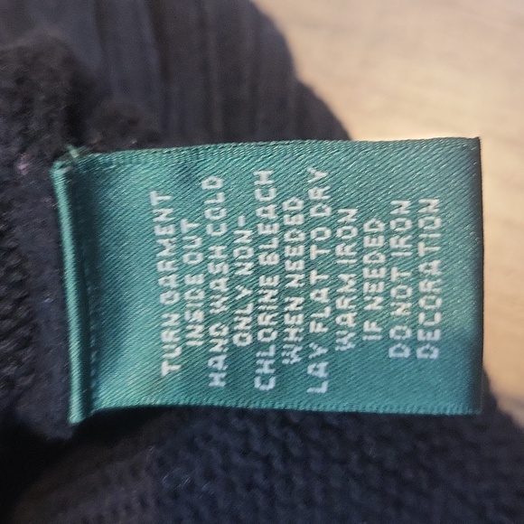 LAUREN RALPH LAUREN Black Red Blue Cotton Toggle V-neck Fair Isle Sweater - Picture 8 of 9